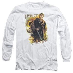 AN OFFCIALLY LICENSED HOBBIT BILBO MEN'S LONG SLEEVE T-SHIRT WHITE
