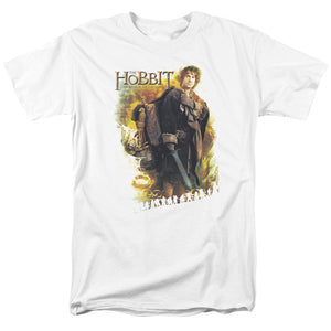 AN OFFCIALLY LICENSED HOBBIT BILBO MEN'S REGULAR FIT T-SHIRT WHITE