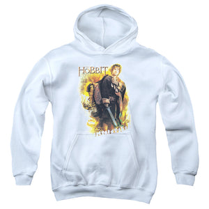 AN OFFCIALLY LICENSED HOBBIT BILBO YOUTH HOODIE WHITE