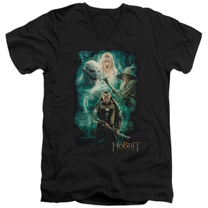 AN OFFCIALLY LICENSED HOBBIT ELRONDS CREW MEN'S V-NECK T-SHIRT BLACK