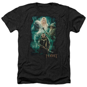 AN OFFCIALLY LICENSED HOBBIT ELRONDS CREW MEN'S HEATHER T-SHIRT CHARCOAL