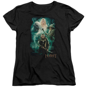 AN OFFCIALLY LICENSED HOBBIT ELRONDS CREW WOMEN'S REGULAR FIT T-SHIRT BLACK