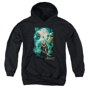 AN OFFCIALLY LICENSED HOBBIT ELRONDS CREW YOUTH HOODIE BLACK