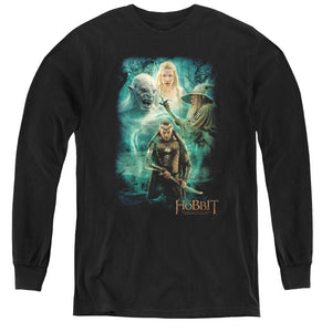 AN OFFCIALLY LICENSED HOBBIT ELRONDS CREW YOUTH LONG SLEEVE T-SHIRT BLACK