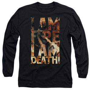 AN OFFCIALLY LICENSED HOBBIT I AM FIRE MEN'S LONG SLEEVE T-SHIRT BLACK