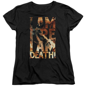 AN OFFCIALLY LICENSED HOBBIT I AM FIRE WOMEN'S REGULAR FIT T-SHIRT BLACK