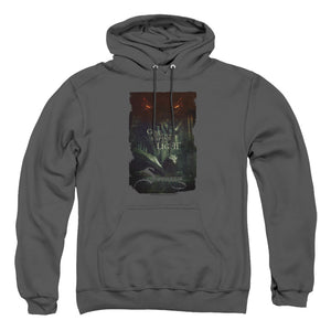 AN OFFCIALLY LICENSED HOBBIT TAUNT ADULT UNISEX PULLOVER HOODIE CHARCOAL