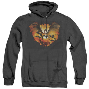 AN OFFCIALLY LICENSED HOBBIT REIGN IN FLAME ADULT UNISEX HEATHER PULLOVER HOODIE BLACK