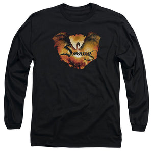 AN OFFCIALLY LICENSED HOBBIT REIGN IN FLAME MEN'S LONG SLEEVE T-SHIRT BLACK