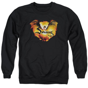 AN OFFCIALLY LICENSED HOBBIT REIGN IN FLAME ADULT UNISEX CREWNECK SWEATSHIRT BLACK