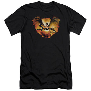 AN OFFCIALLY LICENSED HOBBIT REIGN IN FLAME MEN'S PREMIUM SLIM FIT T-SHIRT BLACK