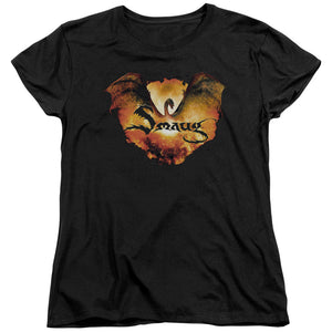 AN OFFCIALLY LICENSED HOBBIT REIGN IN FLAME WOMEN'S REGULAR FIT T-SHIRT BLACK