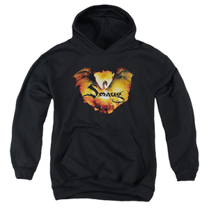 AN OFFCIALLY LICENSED HOBBIT REIGN IN FLAME YOUTH HOODIE BLACK