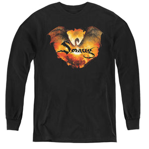 AN OFFCIALLY LICENSED HOBBIT REIGN IN FLAME YOUTH LONG SLEEVE T-SHIRT BLACK