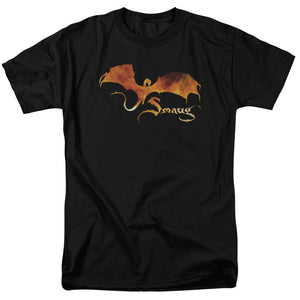 AN OFFCIALLY LICENSED HOBBIT SMAUG ON FIRE MEN'S REGULAR FIT T-SHIRT BLACK