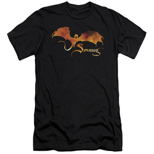 AN OFFCIALLY LICENSED HOBBIT SMAUG ON FIRE MEN'S PREMIUM SLIM FIT T-SHIRT BLACK