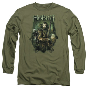 AN OFFCIALLY LICENSED HOBBIT THORIN AND COMPANY MEN'S LONG SLEEVE T-SHIRT MILITARY GREEN