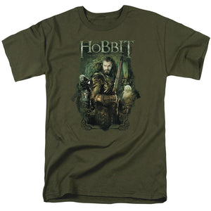 AN OFFCIALLY LICENSED HOBBIT THORIN AND COMPANY MEN'S REGULAR FIT T-SHIRT MILITARY GREEN