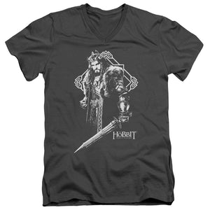 AN OFFCIALLY LICENSED HOBBIT KING THORIN MEN'S V-NECK T-SHIRT CHARCOAL