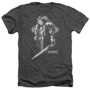 AN OFFCIALLY LICENSED HOBBIT KING THORIN MEN'S HEATHER T-SHIRT CHARCOAL