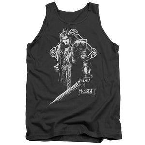 AN OFFCIALLY LICENSED HOBBIT KING THORIN ADULT UNISEX TANK TOP CHARCOAL