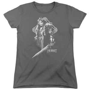AN OFFCIALLY LICENSED HOBBIT KING THORIN WOMEN'S REGULAR FIT T-SHIRT CHARCOAL