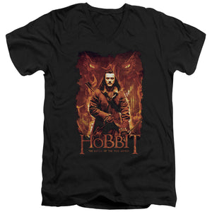 AN OFFCIALLY LICENSED HOBBIT FATES MEN'S V-NECK T-SHIRT BLACK