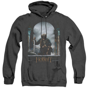 AN OFFCIALLY LICENSED HOBBIT BILBO POSTER ADULT UNISEX HEATHER PULLOVER HOODIE BLACK