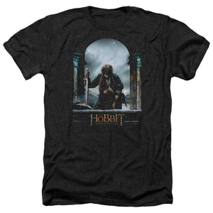 AN OFFCIALLY LICENSED HOBBIT BILBO POSTER MEN'S HEATHER T-SHIRT CHARCOAL