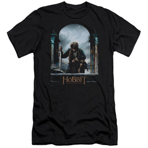 AN OFFCIALLY LICENSED HOBBIT BILBO POSTER MEN'S PREMIUM SLIM FIT T-SHIRT BLACK