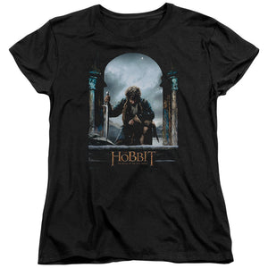AN OFFCIALLY LICENSED HOBBIT BILBO POSTER WOMEN'S REGULAR FIT T-SHIRT BLACK
