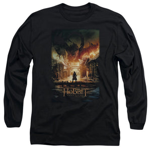 AN OFFCIALLY LICENSED HOBBIT SMAUG POSTER MEN'S LONG SLEEVE T-SHIRT BLACK