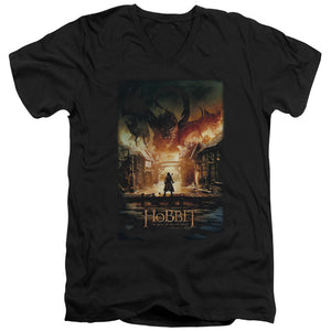 AN OFFCIALLY LICENSED HOBBIT SMAUG POSTER MEN'S V-NECK T-SHIRT BLACK