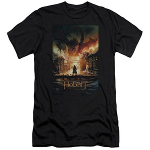 AN OFFCIALLY LICENSED HOBBIT SMAUG POSTER MEN'S PREMIUM SLIM FIT T-SHIRT BLACK