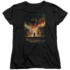 AN OFFCIALLY LICENSED HOBBIT SMAUG POSTER WOMEN'S REGULAR FIT T-SHIRT BLACK