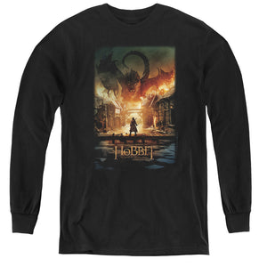 AN OFFCIALLY LICENSED HOBBIT SMAUG POSTER YOUTH LONG SLEEVE T-SHIRT BLACK