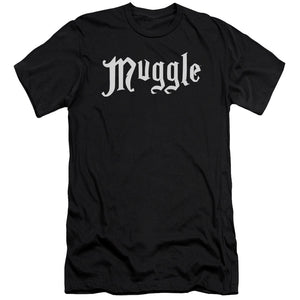 AN OFFCIALLY LICENSED HARRY POTTER MUGGLE MEN'S PREMIUM SLIM FIT T-SHIRT BLACK