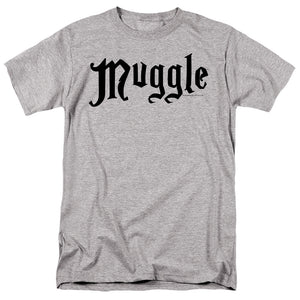 AN OFFCIALLY LICENSED HARRY POTTER MUGGLE MEN'S REGULAR FIT T-SHIRT ATHLETIC HEATHER