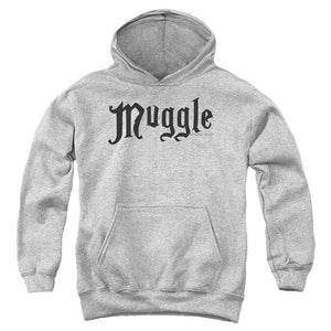 AN OFFCIALLY LICENSED HARRY POTTER MUGGLE YOUTH HOODIE ATHLETIC HEATHER