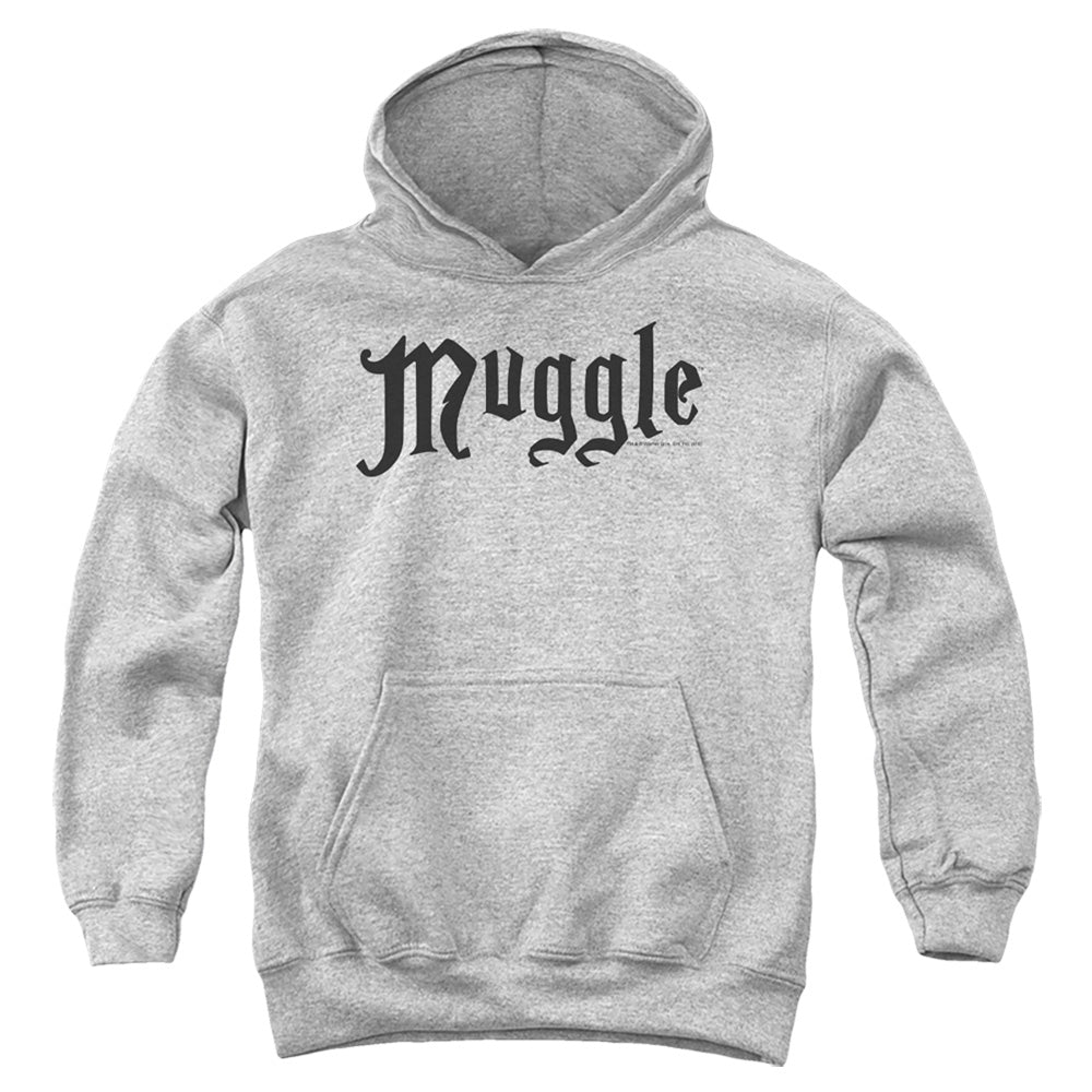 AN OFFCIALLY LICENSED HARRY POTTER MUGGLE YOUTH HOODIE ATHLETIC HEATHER