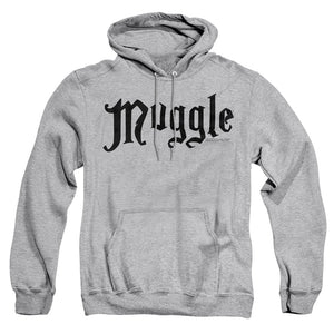 AN OFFCIALLY LICENSED HARRY POTTER MUGGLE ADULT UNISEX PULLOVER HOODIE ATHLETIC HEATHER