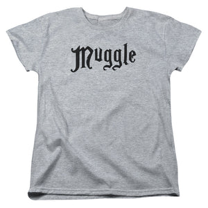 AN OFFCIALLY LICENSED HARRY POTTER MUGGLE WOMEN'S REGULAR FIT T-SHIRT ATHLETIC HEATHER