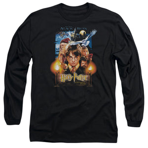 AN OFFCIALLY LICENSED HARRY POTTER MOVIE POSTER MEN'S LONG SLEEVE T-SHIRT BLACK