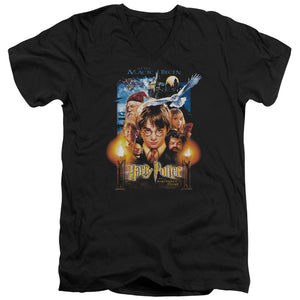 AN OFFCIALLY LICENSED HARRY POTTER MOVIE POSTER MEN'S V-NECK T-SHIRT BLACK