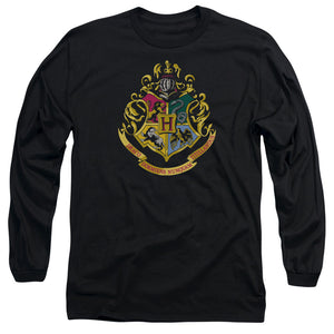 AN OFFCIALLY LICENSED HARRY POTTER HOGWARTS SCHOOL CREST MEN'S LONG SLEEVE T-SHIRT BLACK
