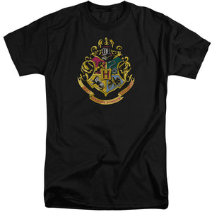 AN OFFCIALLY LICENSED HARRY POTTER HOGWARTS SCHOOL CREST MEN'S TALL FIT T-SHIRT BLACK
