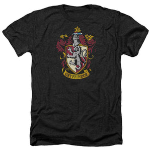 AN OFFCIALLY LICENSED HARRY POTTER GRYFFINDOR CREST MEN'S HEATHER T-SHIRT CHARCOAL
