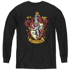 AN OFFCIALLY LICENSED HARRY POTTER GRYFFINDOR CREST YOUTH LONG SLEEVE T-SHIRT BLACK