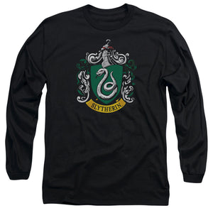 AN OFFCIALLY LICENSED HARRY POTTER SLYTHERIN CREST MEN'S LONG SLEEVE T-SHIRT BLACK