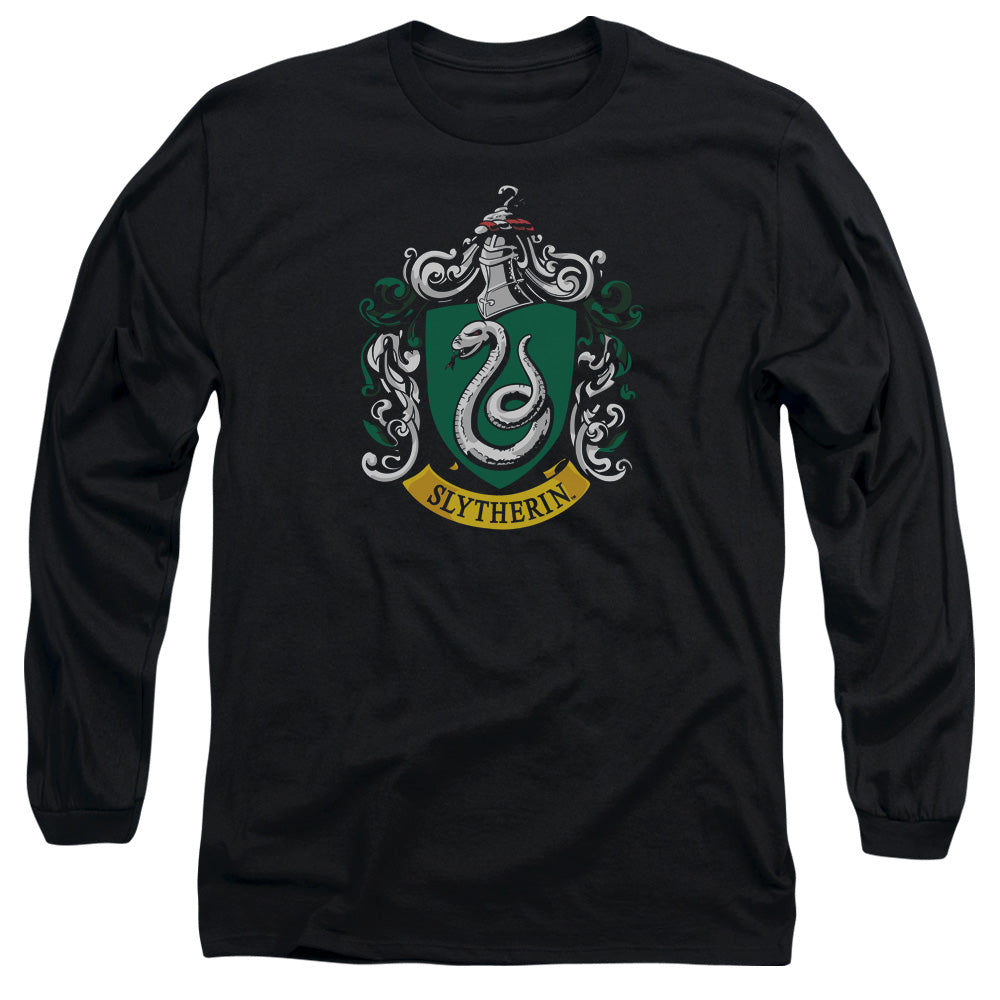 AN OFFCIALLY LICENSED HARRY POTTER SLYTHERIN CREST MEN'S LONG SLEEVE T-SHIRT BLACK